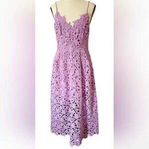 ASTR The Label Lilac Lace Crochet Midi Dress A-Line Sleeveless V-Neck Size Large